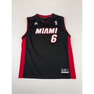 Adidas LeBron James Miami Heat #6 Jersey Kids L (14-16) Black NBA Basketball